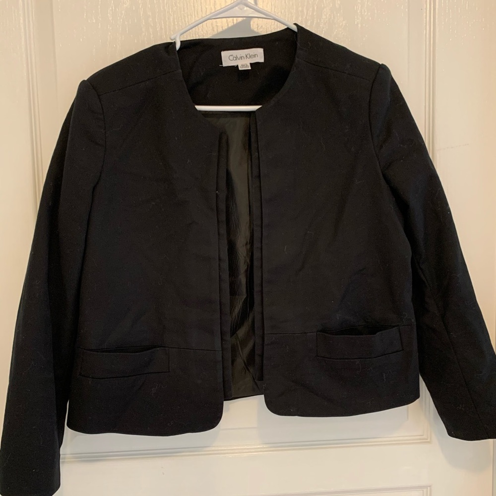 Black open front Calvin Klein blazer